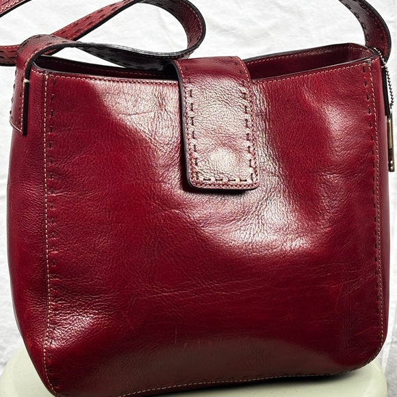Fossil Handbags - Fossil Oxblood Red Leather Shoulder Bag. Vintage 90s